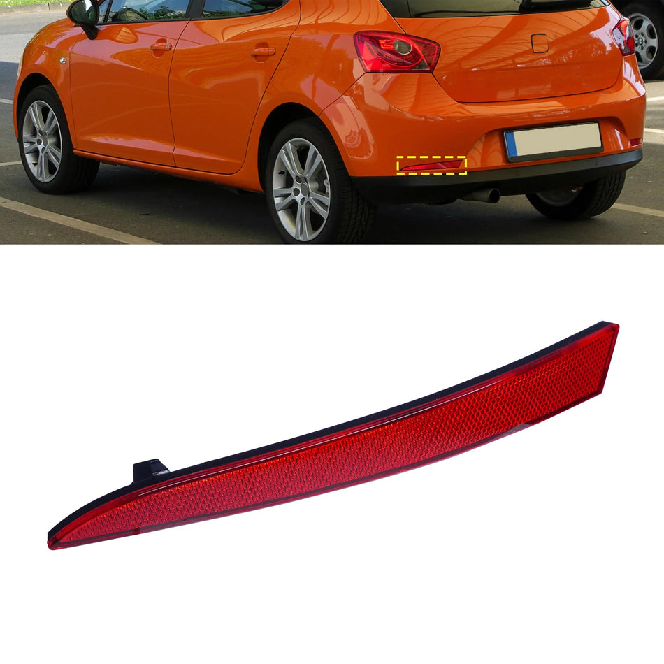 Levý zadní odrazka pro Seat Ibiza 6J MK V červená čočka, 2008-2012 pětidveřový hatchback