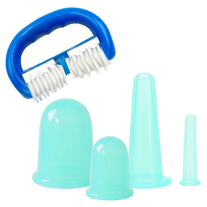 Silicone Facial Massage Cupping Set &ndash; Vacuum Massage Therapy 5pcs green