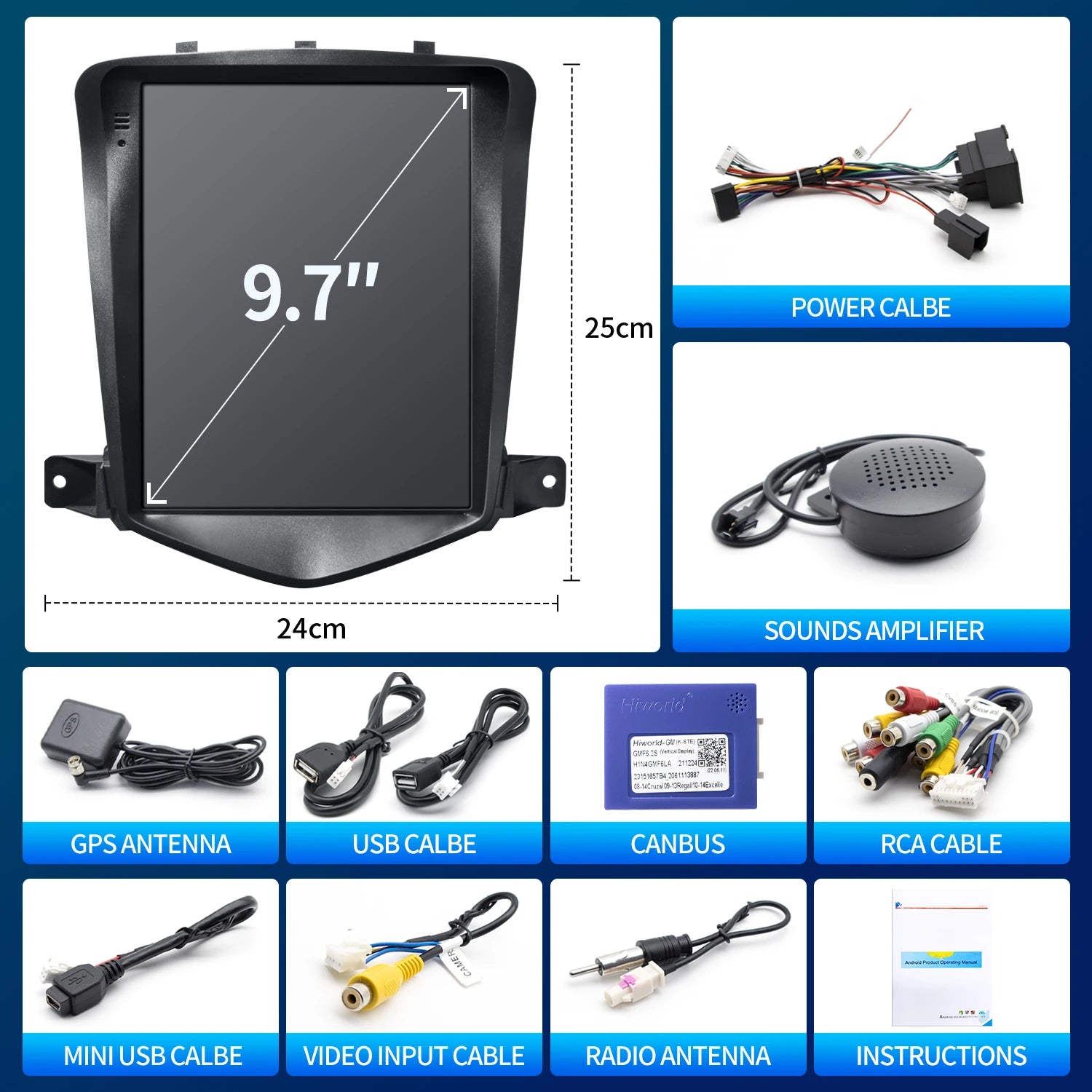 9.7 Inch Car Radio CarPlay Android Auto - Chevy Cruze GPS