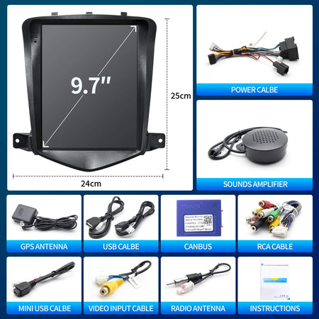 9.7 Inch Car Radio CarPlay Android Auto - Chevy Cruze GPS