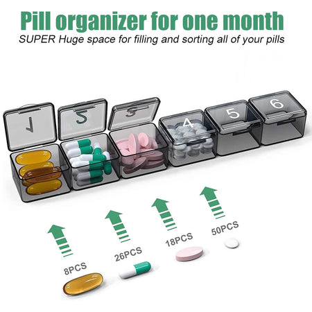 30-Day Large Compartment Monthly Pill Organizer for Vitamins and Medication, BPA-Free Pill Case