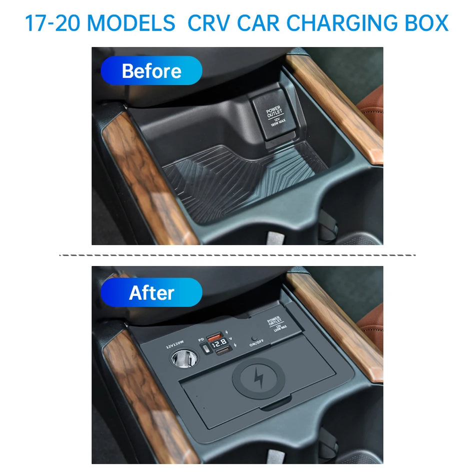 Chargeur de voiture à charge rapide avec affichage LED pour Honda CR-V 2017-2020