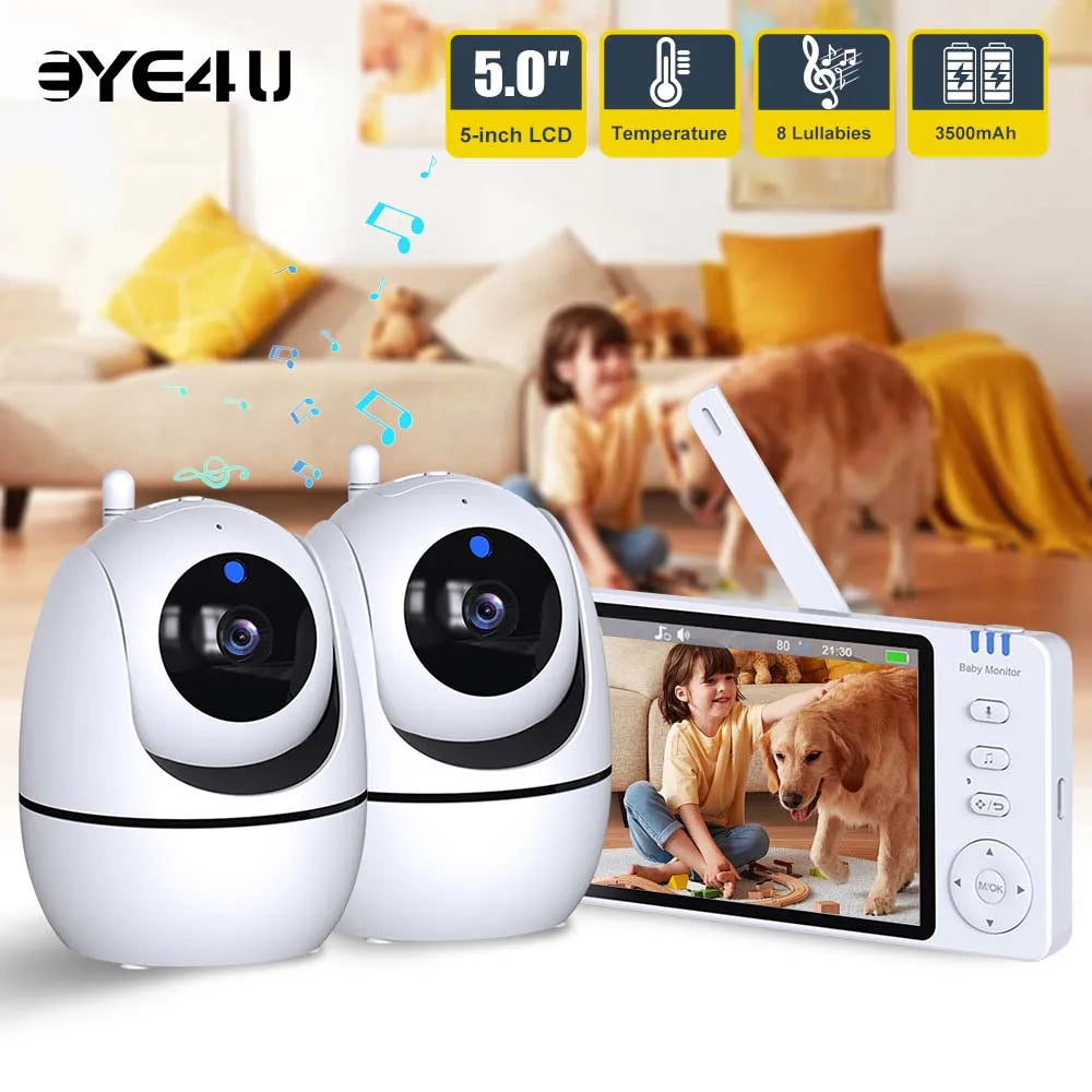 5 Inch HD Video Baby Monitor with Pan Tilt Camera and Temperature Display