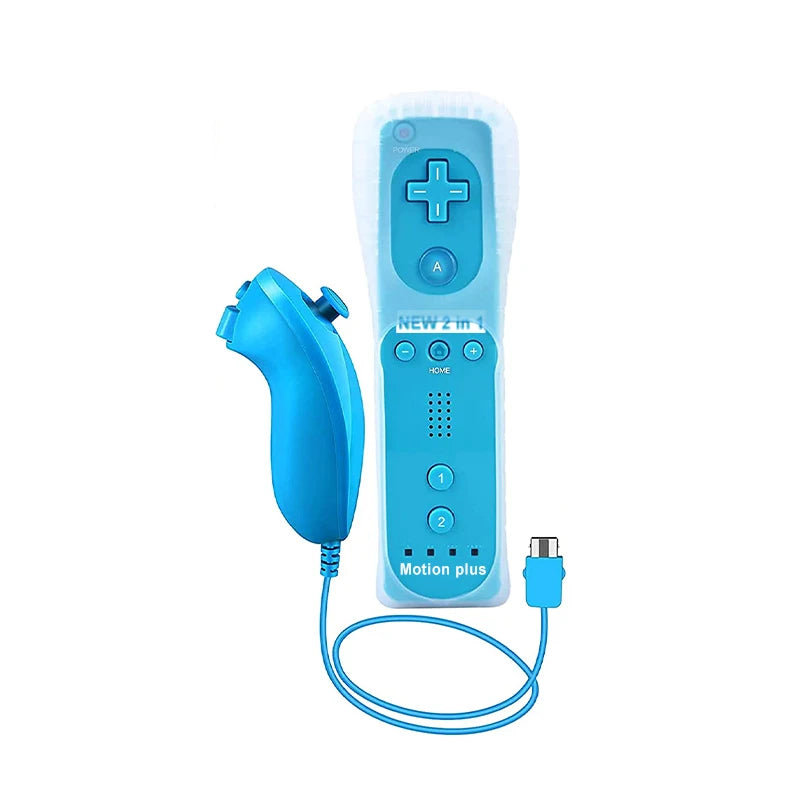 ZB063-67 Wii Remote With Nunchuck Built-In Motion Plus Blue- 1 Set