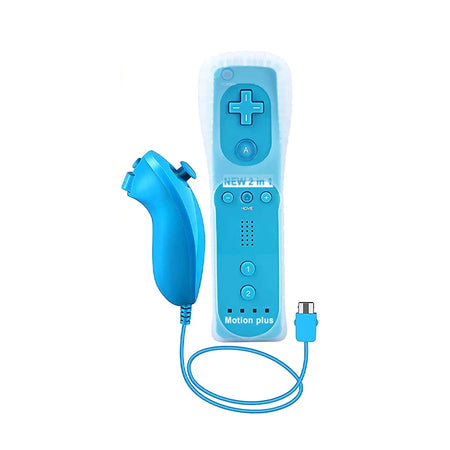 ZB063-67 Wii Remote With Nunchuck Built-In Motion Plus Blue- 1 Set