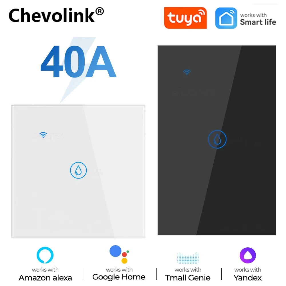 Chevolink 40A Smart WiFi Touch Wall Switch for Water Heater &amp; High-Power Devices