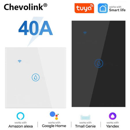 Chevolink 40A Smart WiFi Touch Wall Switch for Water Heater &amp; High-Power Devices