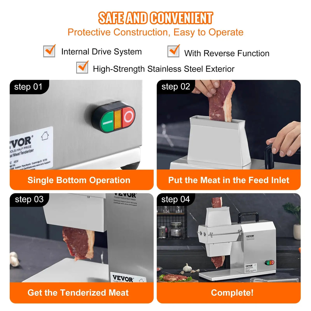 17 Inch 54 Blades Commercial Meat Tenderizer 450W