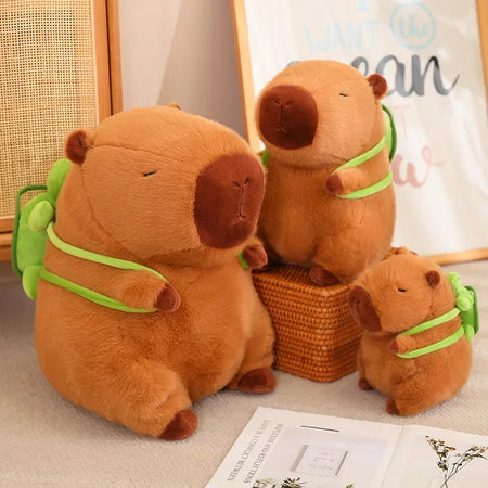 Capybara Plush Toy with Turtle Backpack