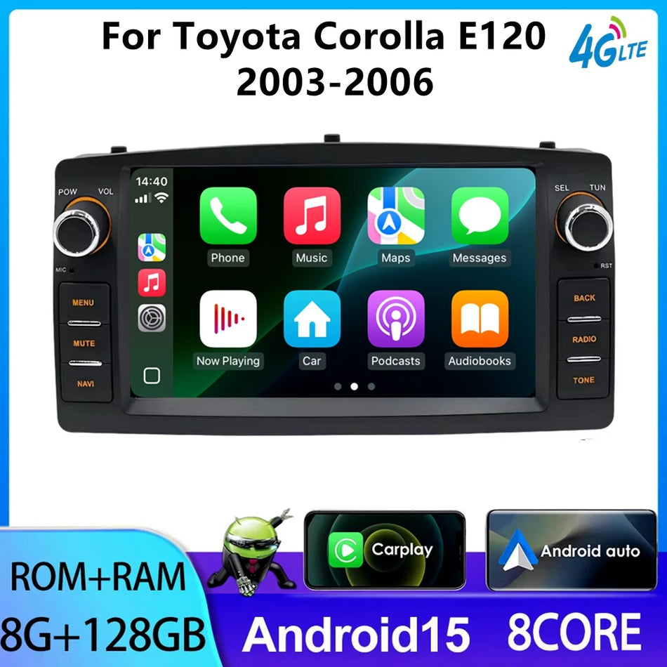 7palcové Android autorádio pro Toyota Corolla E120 2003-2006
