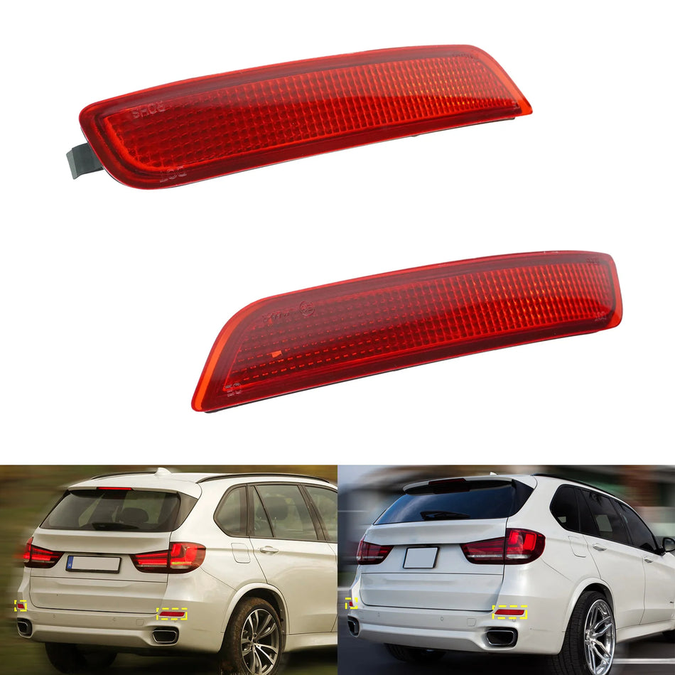 Ζευγάρι Ανακλαστήρων Πίσω Προφυλακτήρα με Κόκκινο Φακό για BMW X5 F15 F85 M Sport 2013-2018 Αριστερά και Δεξιά