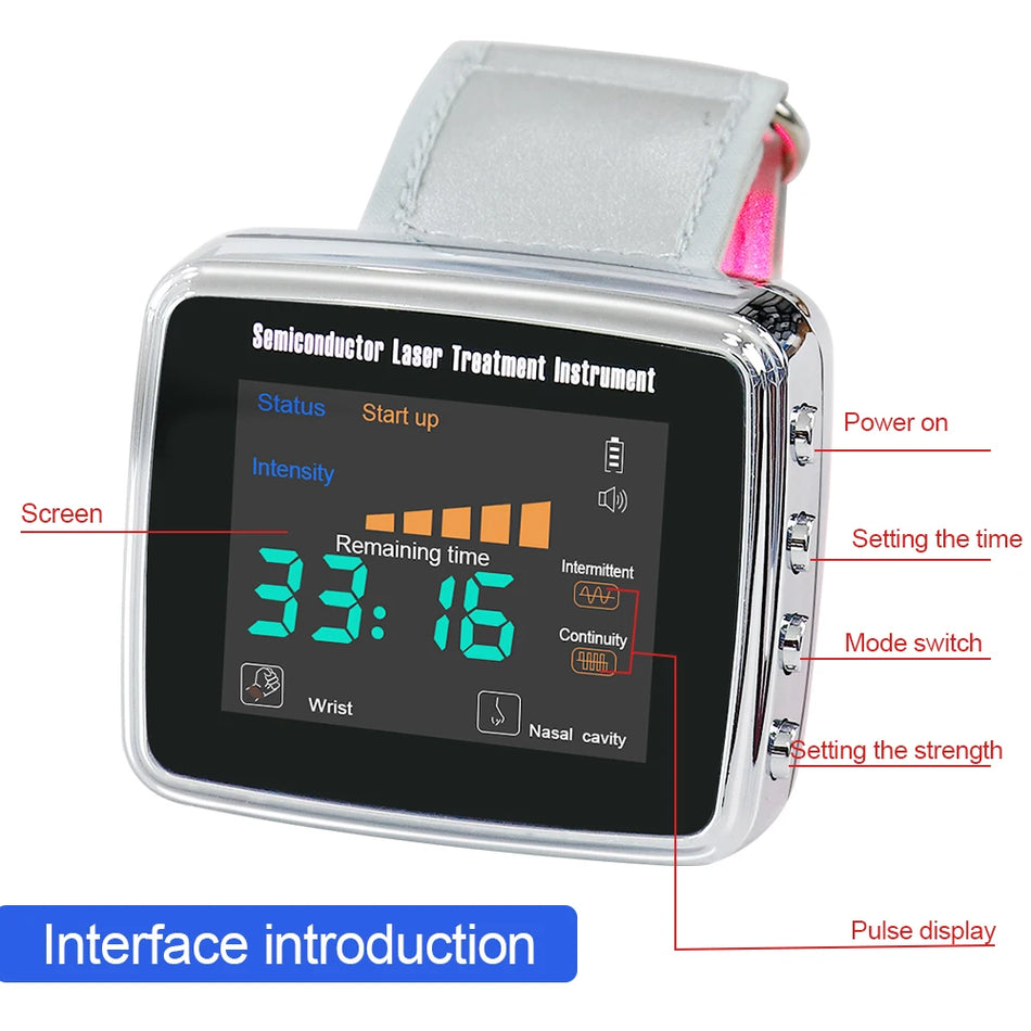 650nm Laser Therapy Wrist Watch LLLT for Circulatory Health
