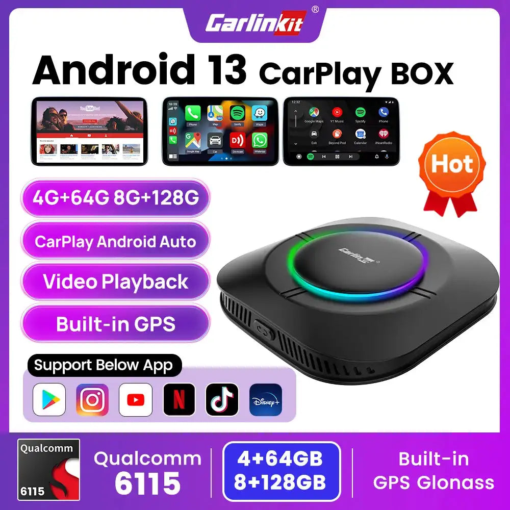 Carlinkit Android 13 CarPlay Android Auto Wireless TV Box