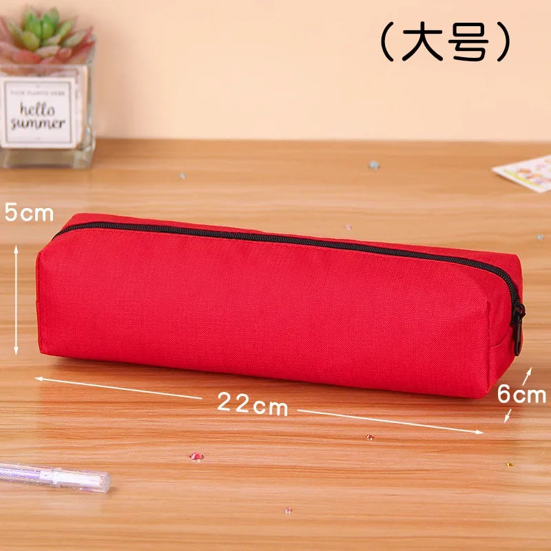 Kawaii Large Capacity Pencil Case - Durable Fabric School Supplies red