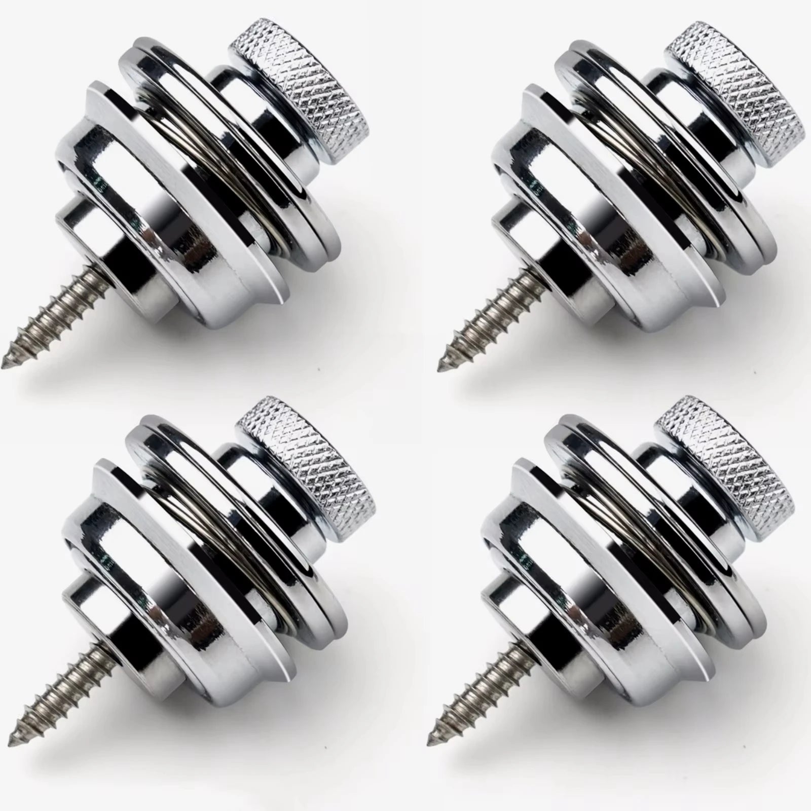 Miwayer Guitar Strap Lock &ndash; Heavy Duty Metal Button Silver 4 pcs