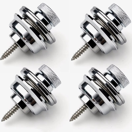 Miwayer Guitar Strap Lock &ndash; Heavy Duty Metal Button Silver 4 pcs