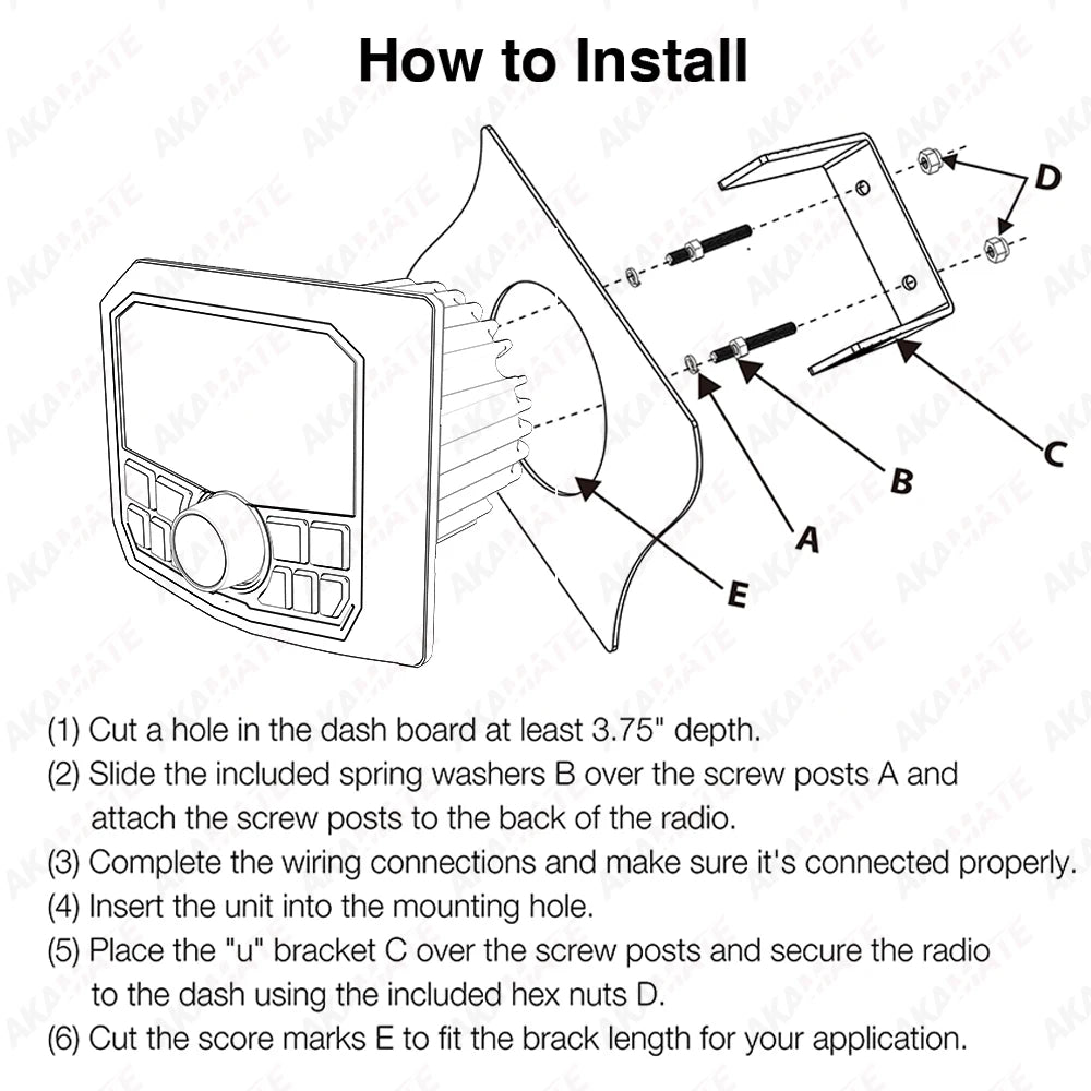 AKAMATE MS-21RV Marine Radio &ndash; Waterproof Bluetooth MP3