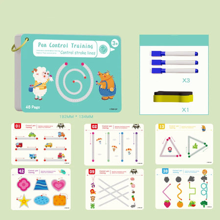 Montessori Tracing Workbook for Early Childhood Pen Control - 48 Pages Pen control training