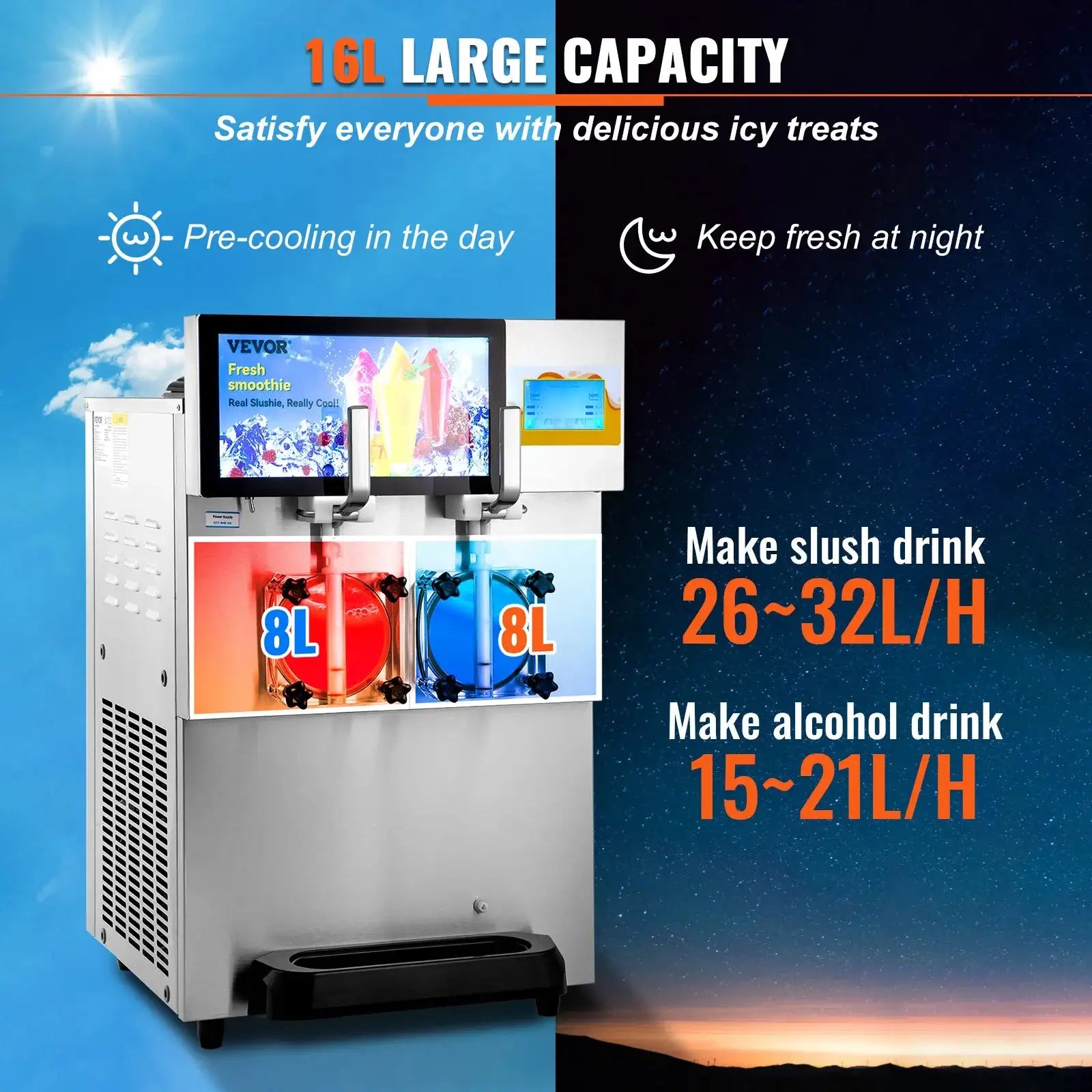8L Slushy Margarita Machine Double Bowl Smoothie