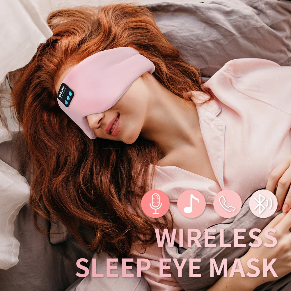 Bluetooth Sleep Headphones Eye Mask for Men and Women - Wireless Noise-Cancelling Blackout Travel Mask for Insomnia and Side Sleepers