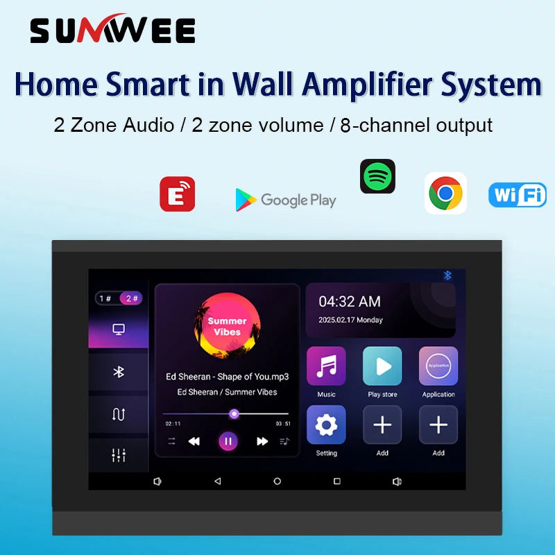Smart In-Wall-Audiosystem mit Android, WiFi, Bluetooth und 5-Zoll-Deckenlautsprechern
