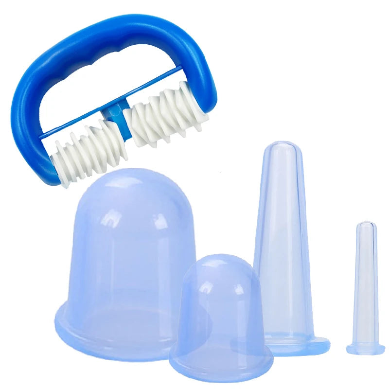 Silicone Facial Massage Cupping Set &ndash; Vacuum Massage Therapy 5pcs blue