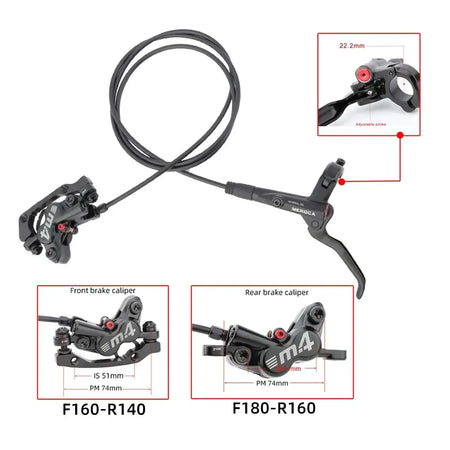 MEROCA 4-Piston MTB Hydraulic Brake Set &ndash; Aluminum Alloy