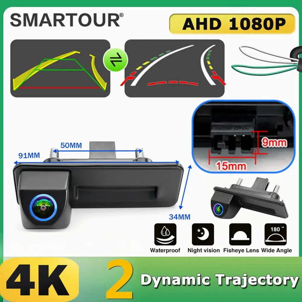 Dynamic Reverse Camera For Skoda Fabia 2012-2015 Audi A1 2012-2016 Trunk Handle Backup Camera 180° Night Vision CVBS Switchable by InterCyprus Trading Ltd