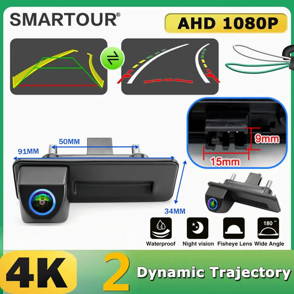 Dynamic Reverse Camera For Skoda Fabia 2012-2015 Audi A1 2012-2016 Trunk Handle Backup Camera 180° Night Vision CVBS Switchable by InterCyprus Trading Ltd