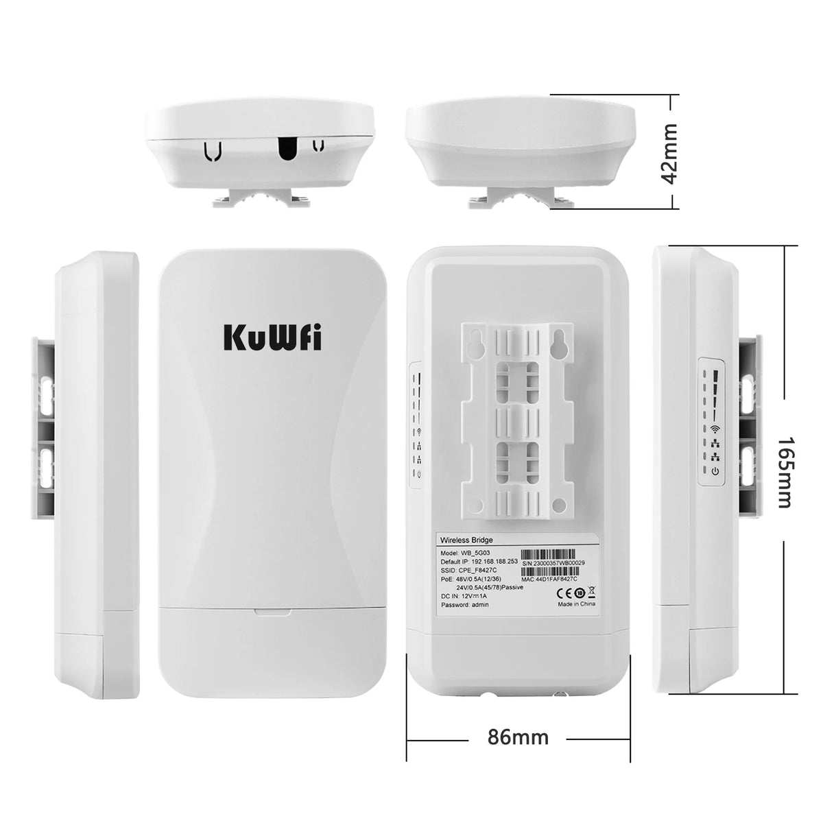 KuWFi 2KM Outdoor CPE &ndash; Ultra Long Range 900Mbps 5GHz