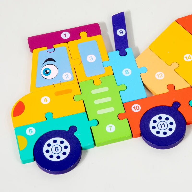 Wooden 3D Vehicle Puzzle for Toddlers &ndash; Educational Hand-Eye Coordination Toy Ages 1-5