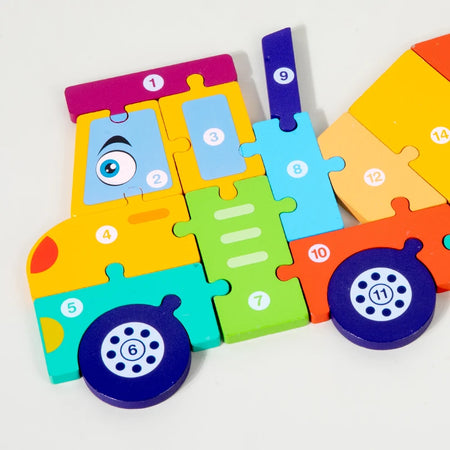 Wooden 3D Vehicle Puzzle for Toddlers &ndash; Educational Hand-Eye Coordination Toy Ages 1-5