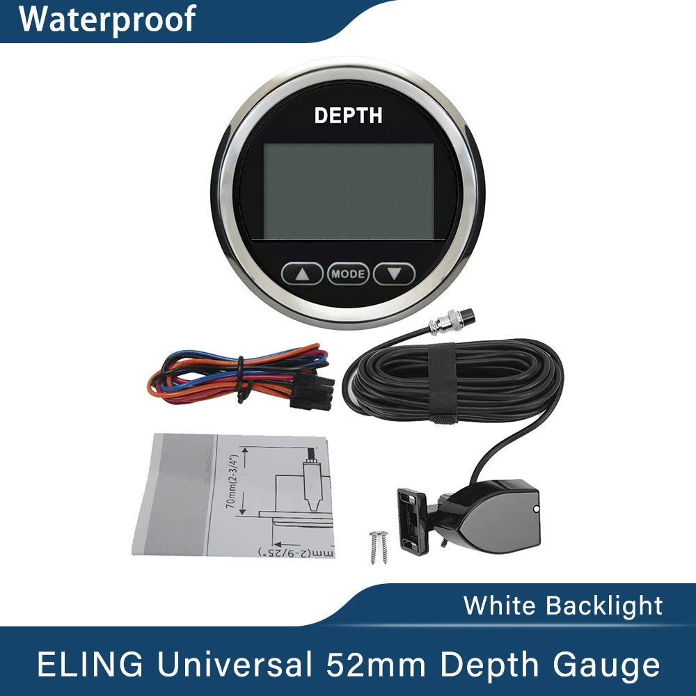 ELING 52mm Digital Depth Gauge Indicator &ndash; With Transducer BS