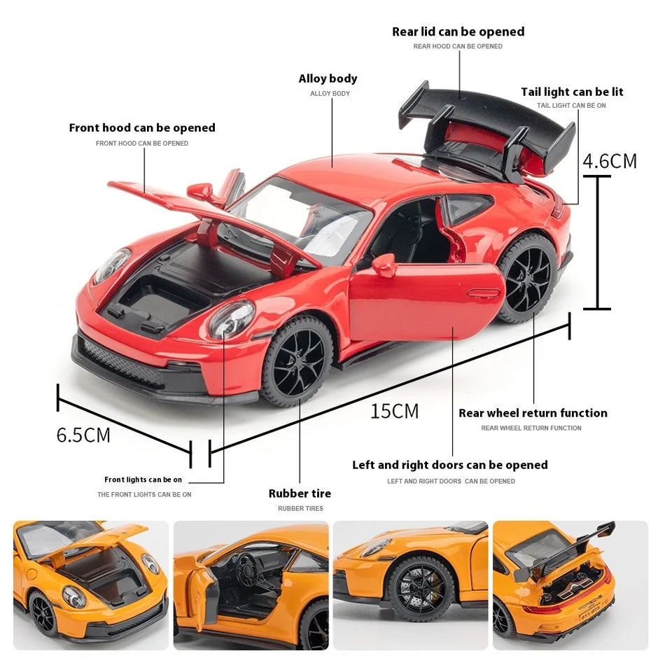 1:32 Diecast Model Car With Sound And Light For Porsche 911 GT3 RS