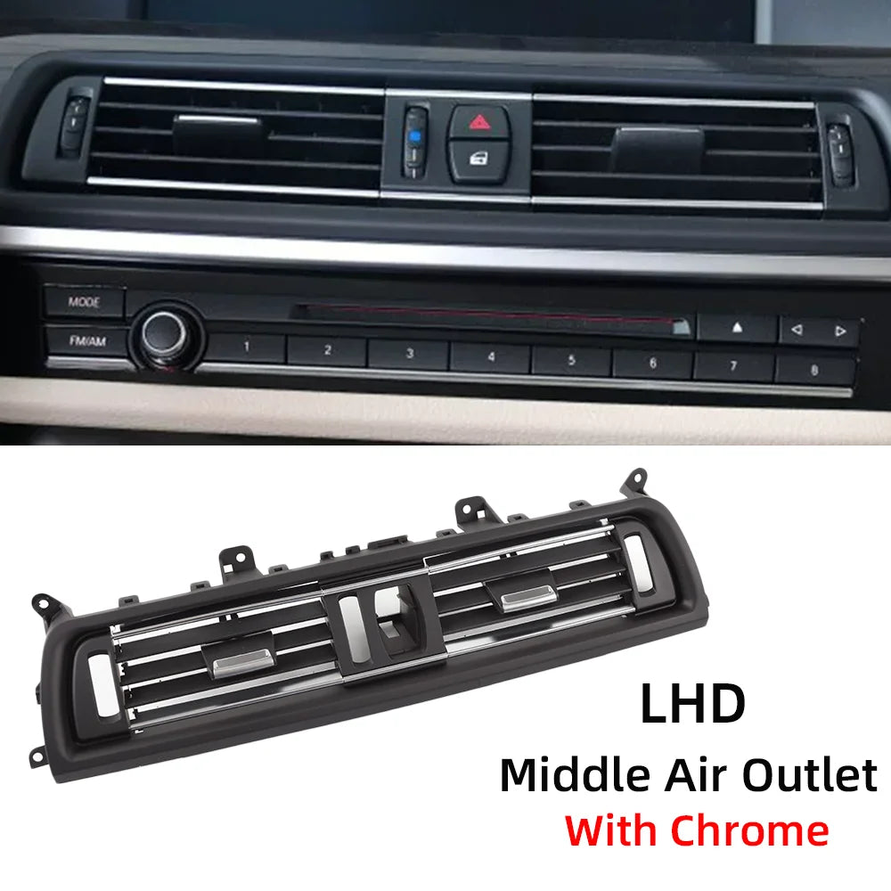 For BMW 5 Series F10 F11 520i 2010-17 LHD Car Front Rear Left Right Air Conditioning Chromed AC Vent Grille Outlet Cover Panel by InterCyprus Trading Ltd