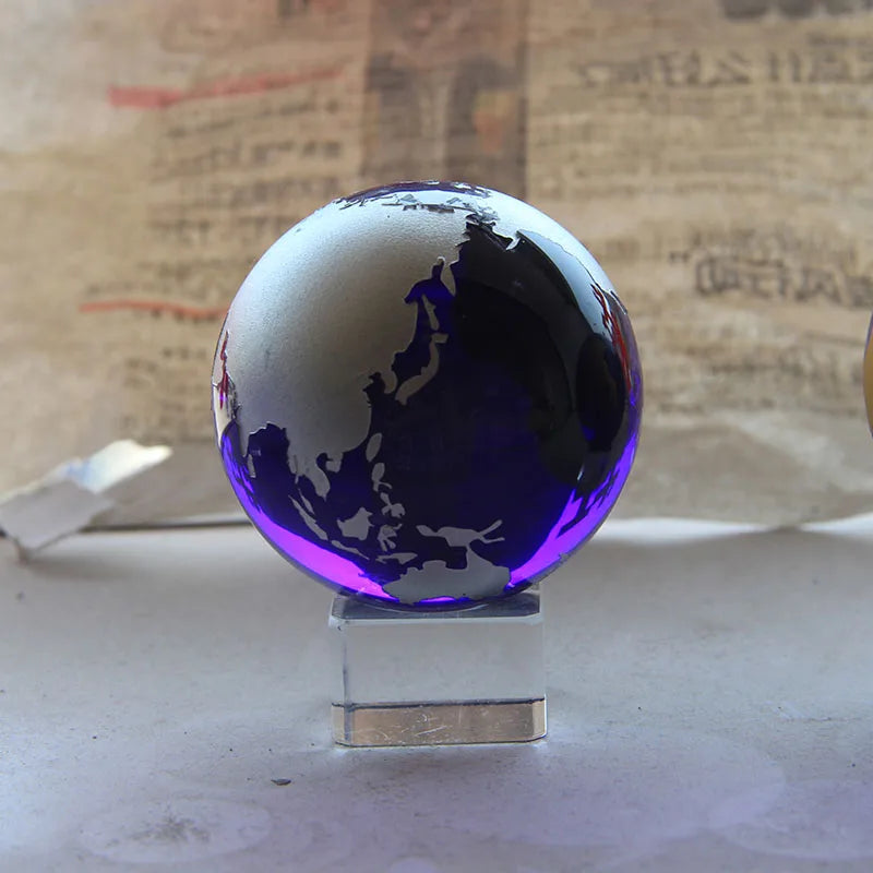 60mm Crystal Ball Blue World Globe Stand &ndash; Crystal Clarity