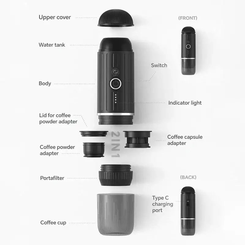 Portable Wireless Espresso Machine Heated Coffee Maker