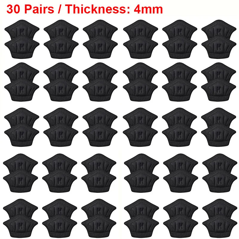 Insoles Patch Heel Pads &ndash; Comfortable Memory Foam Cushion 30pairs-Black-4mm / One size