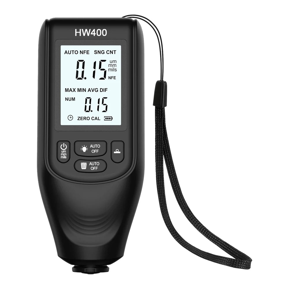 HW400 Car Coating Thickness Gauge - Calibrated With Sheets HW400 Black