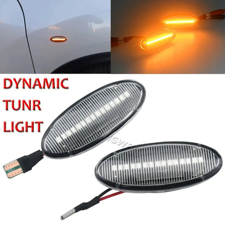 2X For Nissan Qashqai Dualis Juke Micra March Micra CUBE EVALIA Note X-Trail LEAF Dynamic LED Side Marker Turn Signal Lights by InterCyprus Trading Ltd