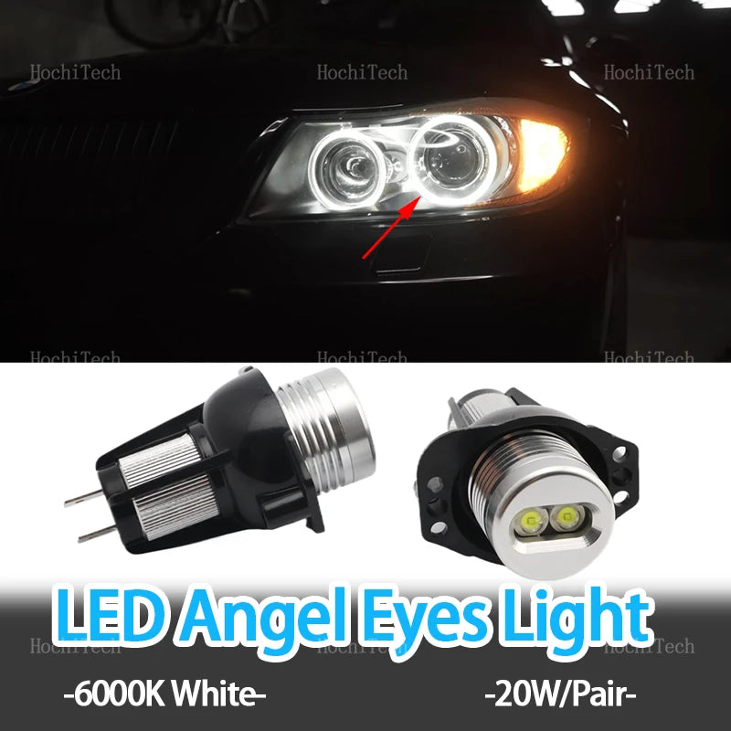20W sitruunan keltainen LED-enkeli silmä -merkki valot BMW 3-sarjalle E90 E91 Pre-LCI