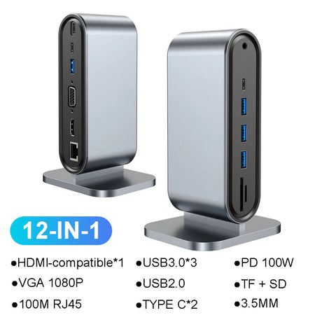 USB C Docking Station PD 100W USB C Hub &ndash; 4K HDMI Output 12-IN-1 HDMI