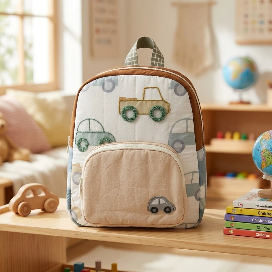 Kinder bestickter Rucksack aus leichtem, wasserdichtem Nylon für Jungen im Alter von 4 bis 6 Jahren