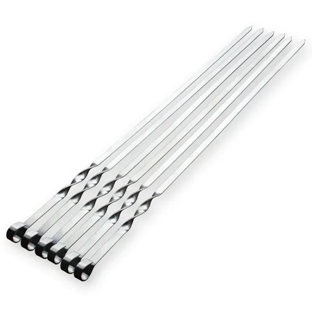 55cm Stainless Steel BBQ Skewers with Wooden Handle (6 Pack) 6PCS-45CM 45CM