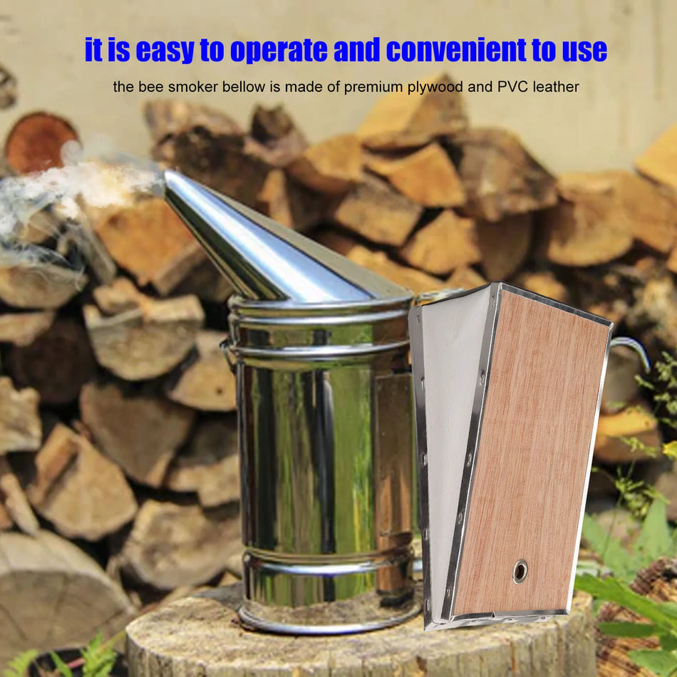 Bee Smoker Bellow PVC Leather Plywood Box &ndash; Clip Included