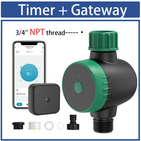 Bluetooth Irrigation Water Timer &ndash; Programmable Smart Watering System US NPT with Gateway