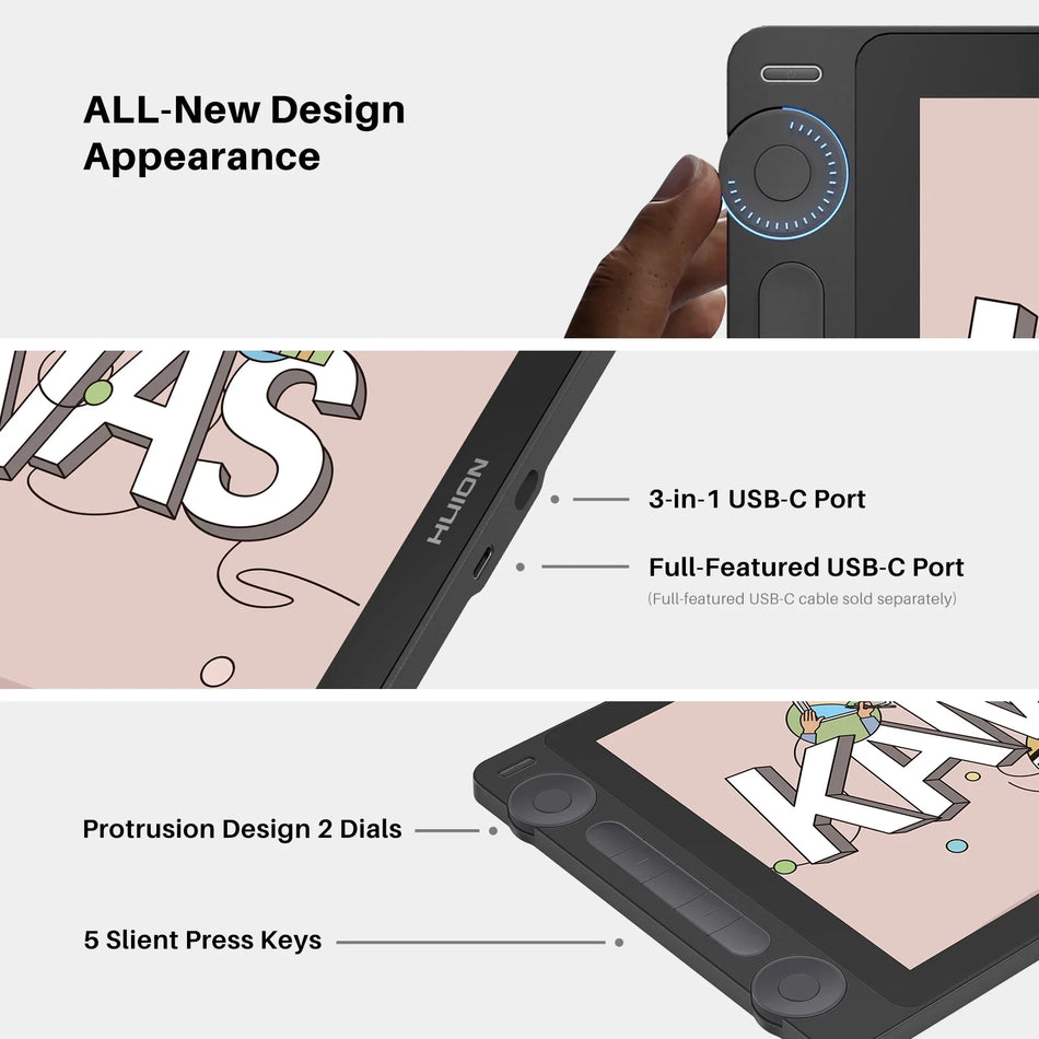 Kamvas 13 Gen 3 Γραφικό Ταμπλέτα με Οθόνη 13.3-Ιντσών, PenTech 4.0 Στυλό