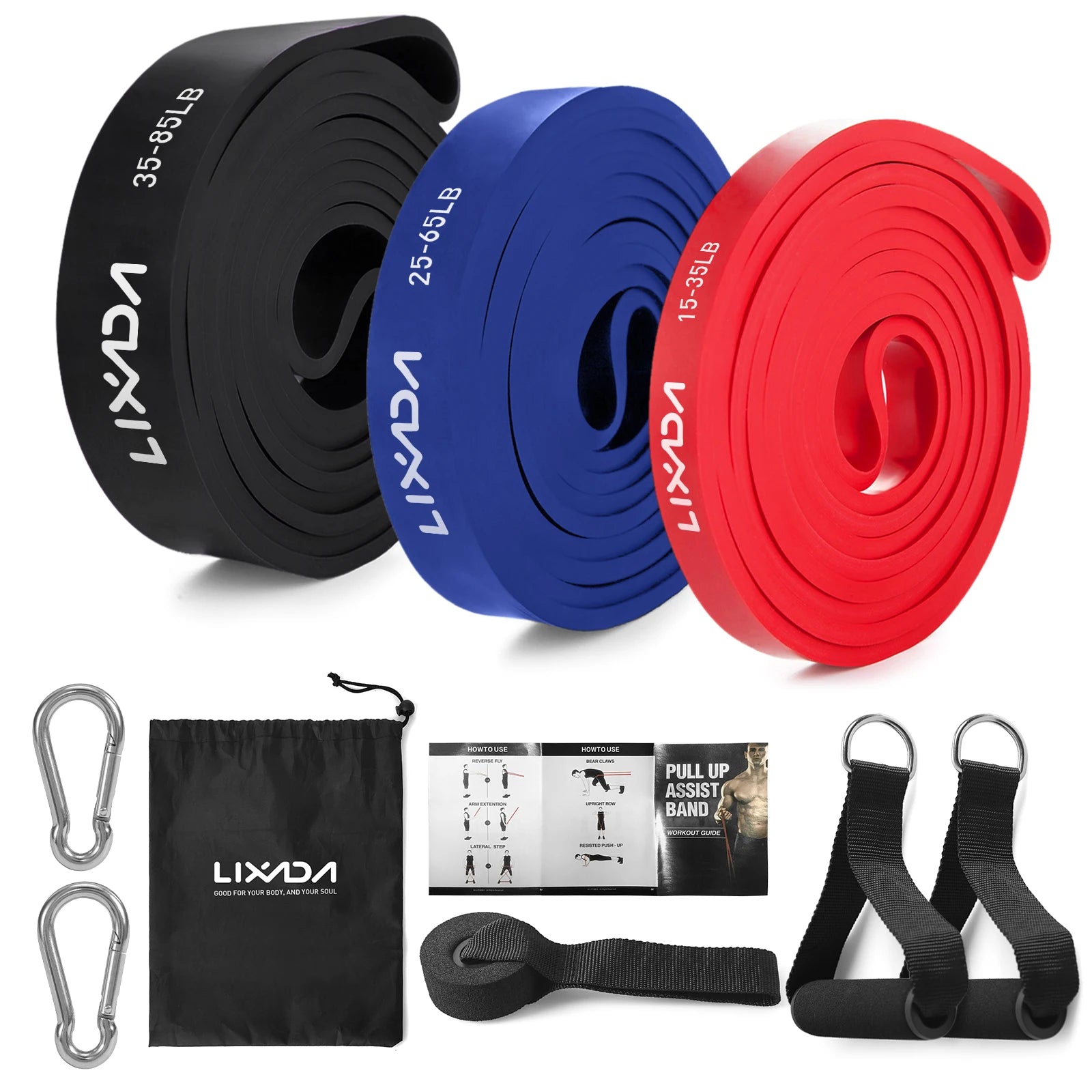 Lixada 5 Pack Pull Up Assist Bands Set &ndash; Carry Bag Included