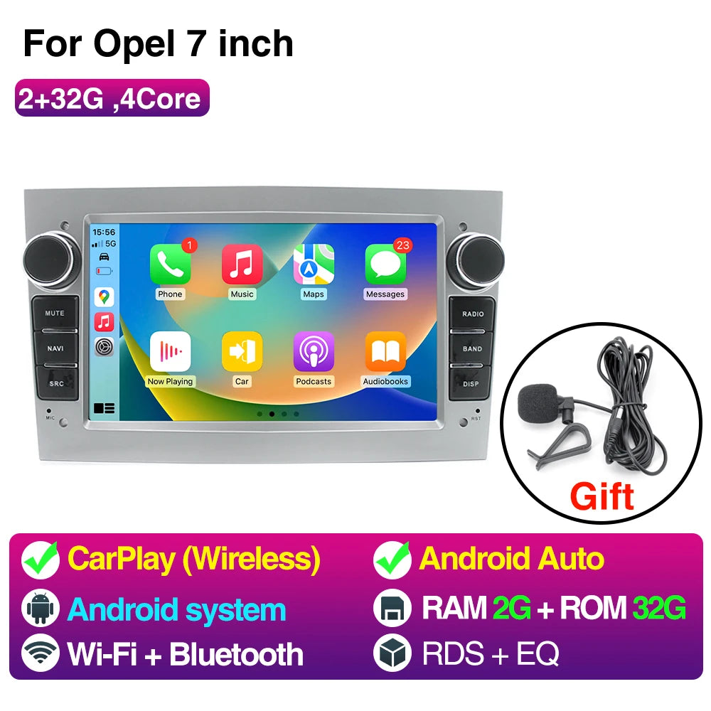 2GB 32GB Car Radio GPS Opel Astra Vectra &ndash; Wireless CarPlay 2 32 Silvery