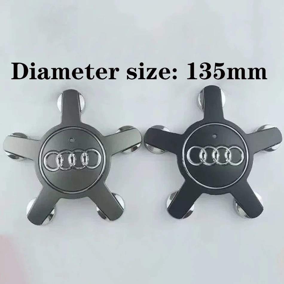 Riteņu centra vāciņu komplekts 135mm ABS alumīnijs Audi A3 A4 A5 A6 A7 A8 S4 S6